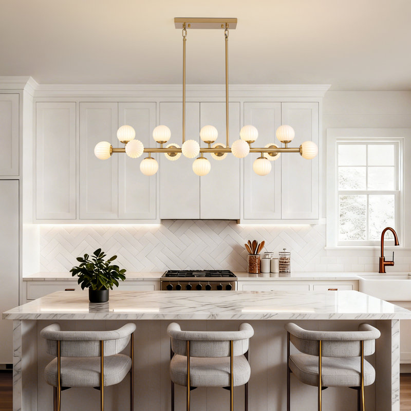 luz リング luzury Mercer41 Faustena 16-Light Dimmable Bubble Glass Golden Sputnik